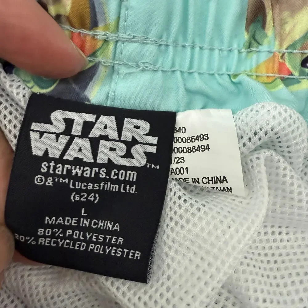 Star Wars Shorts Blue The Mandalorian Swim Trunks Baby Yoda Mens Large